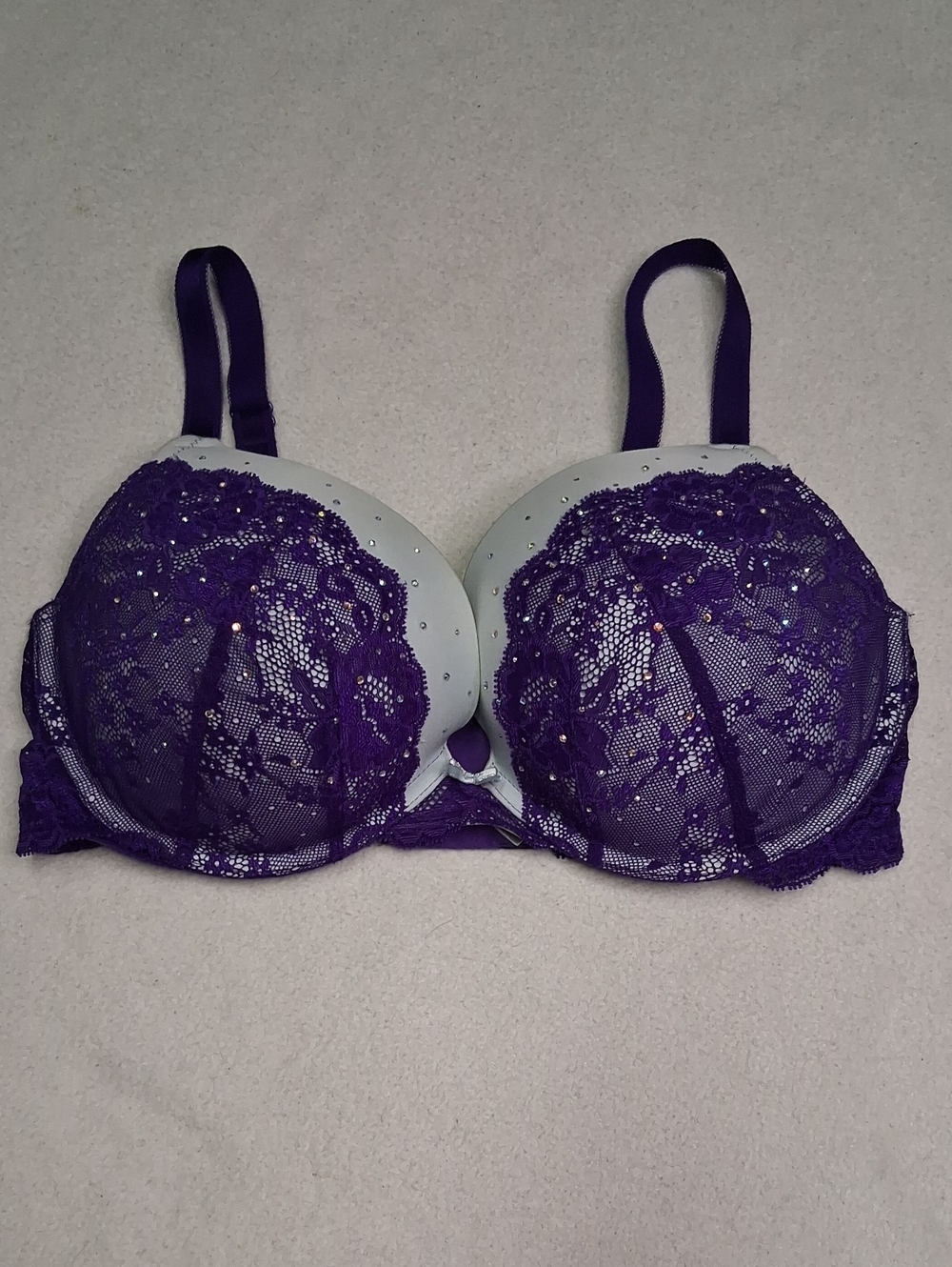 Victoria's Secret Purple Lace Push-Up Bra with Silver Accents
